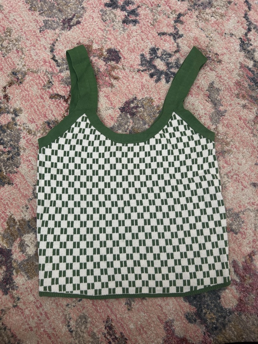 NWOT Abercrombie and Fitch Green Checker Knit Tank Top